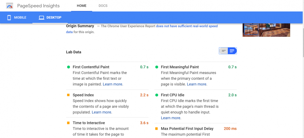 GoDaddy WordPress hosting google PSI test